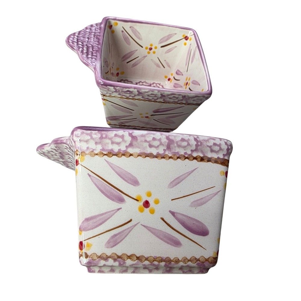 Temp-tations Old World Lavender Purple 10 oz Square Ramekins Set of 2 Ceramic K1